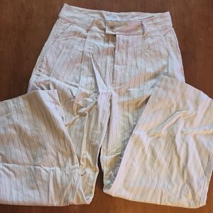 Banana Republic Factory Cream and Pink Pinstripe Wide Leg Pants